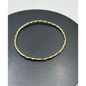 14K Yellow Gold Twisted Bangle Bracelet 8" Slip-On Acid Tested Estate Jewelry
